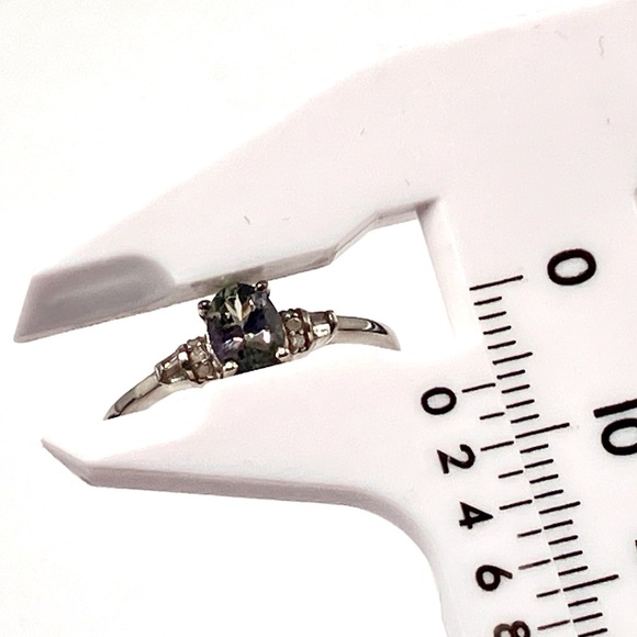 Peacock Tanzanite Ring, Natural Diamond accents in Platinum over Sterling Silver - Picture 11 of 13